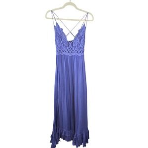 Free People FP One Adella Maxi Dress Purple Crochet Lace Boho M